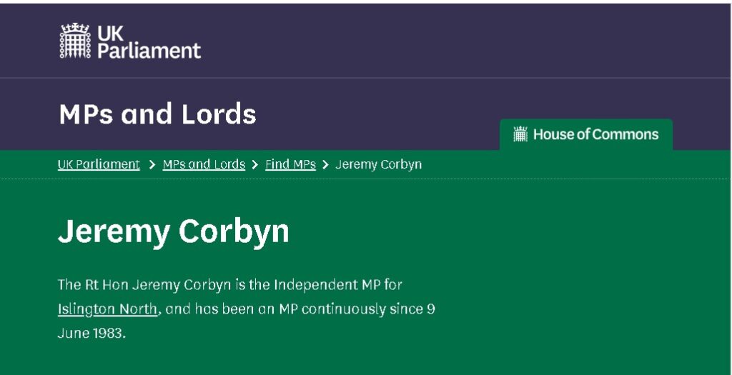 British MP Jeremy Corbyn Profile